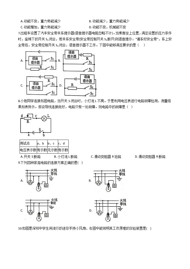 广东省深圳市福田区2021年中考物理二模试卷 (原卷版)第2页