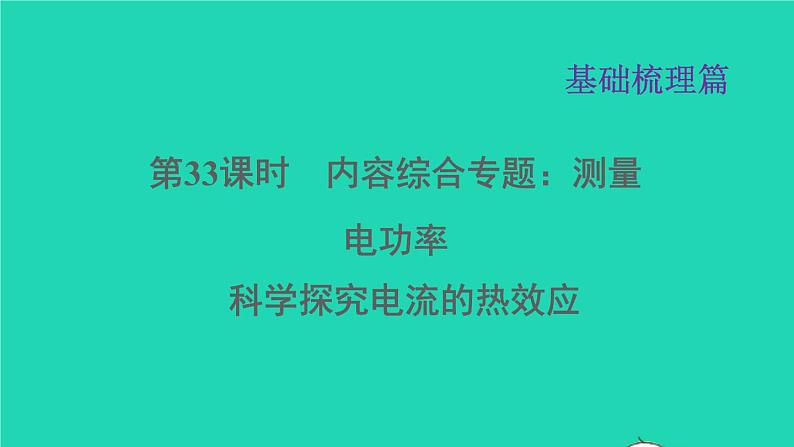 福建省2021年中考物理一轮复习第33课时内容综合专题：测量电功率基础知识梳理课件第1页