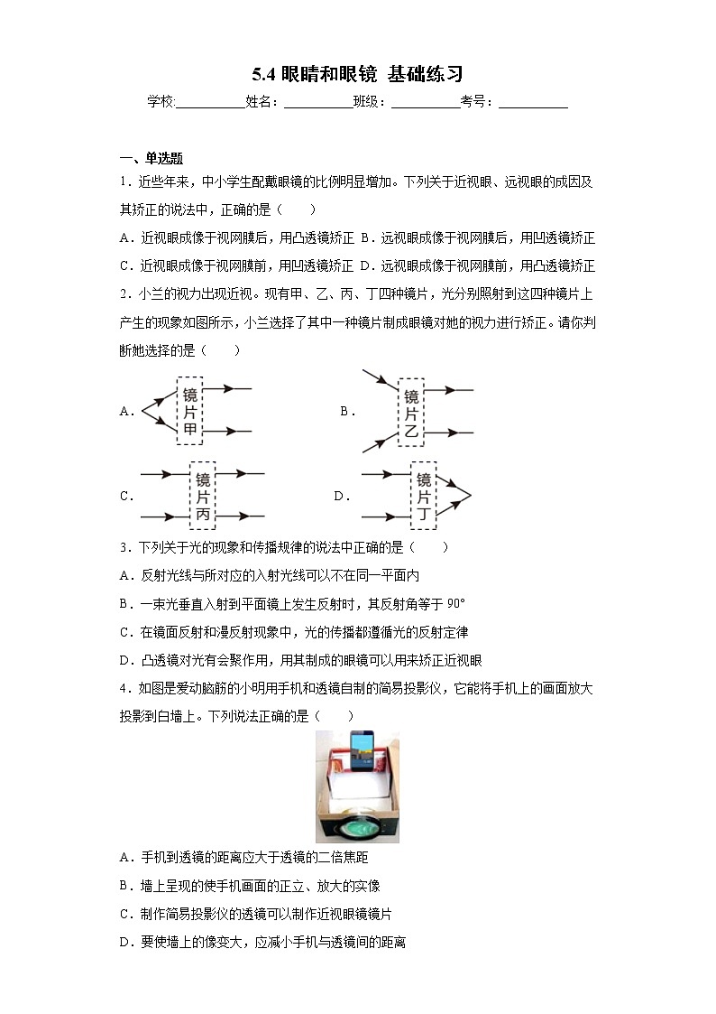 5.4眼睛和眼镜 课件+教案+练习01