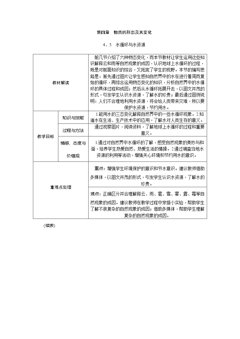 4.5 水资源与水循环  导学设计（含答案） 学案01