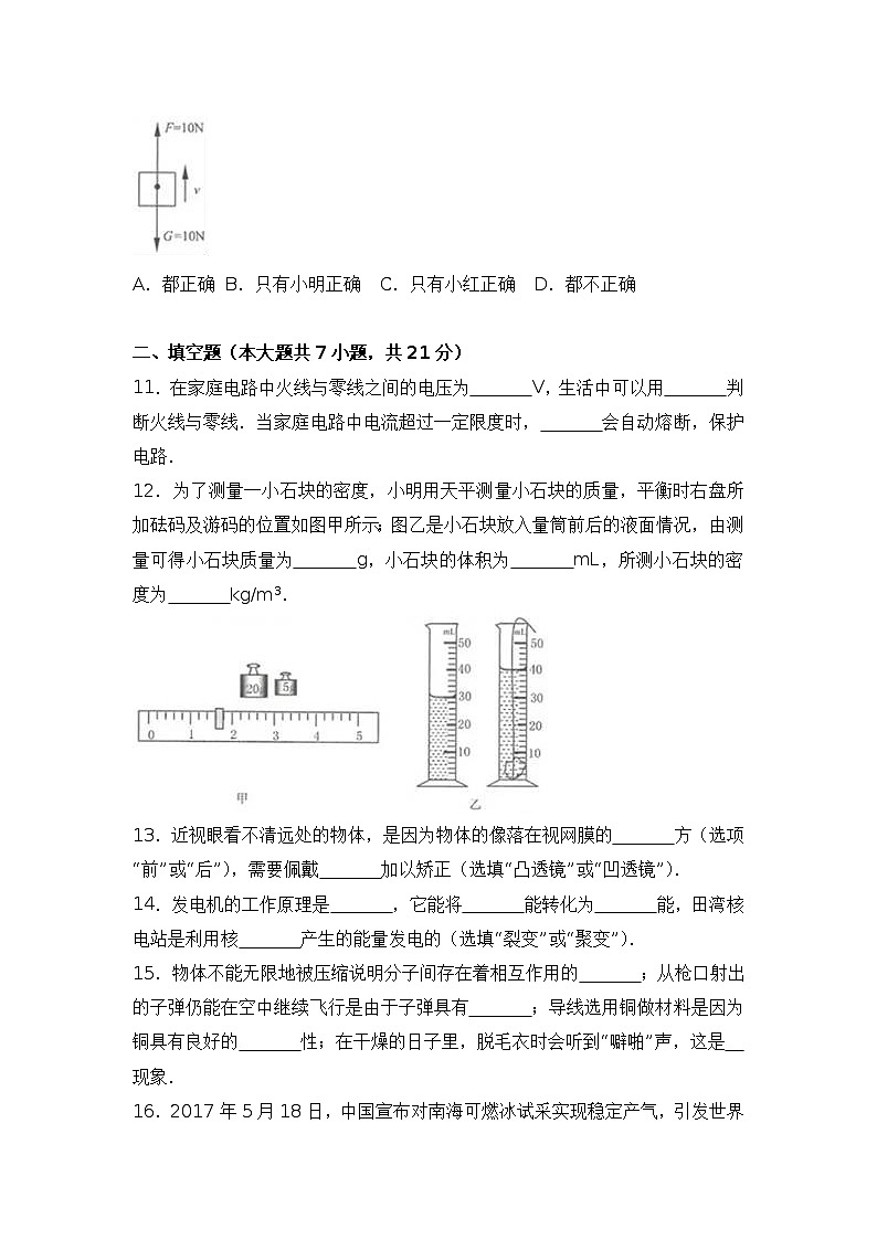 2017年江苏省连云港市中考物理试卷（解析版）03