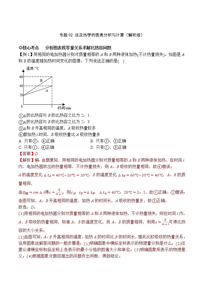 专题02 涉及热学的图表分析与计算（解析版）第1页