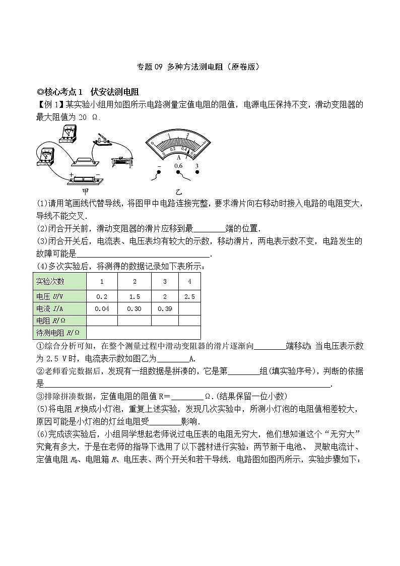 专题09 多种方法测电阻（原卷版）第1页