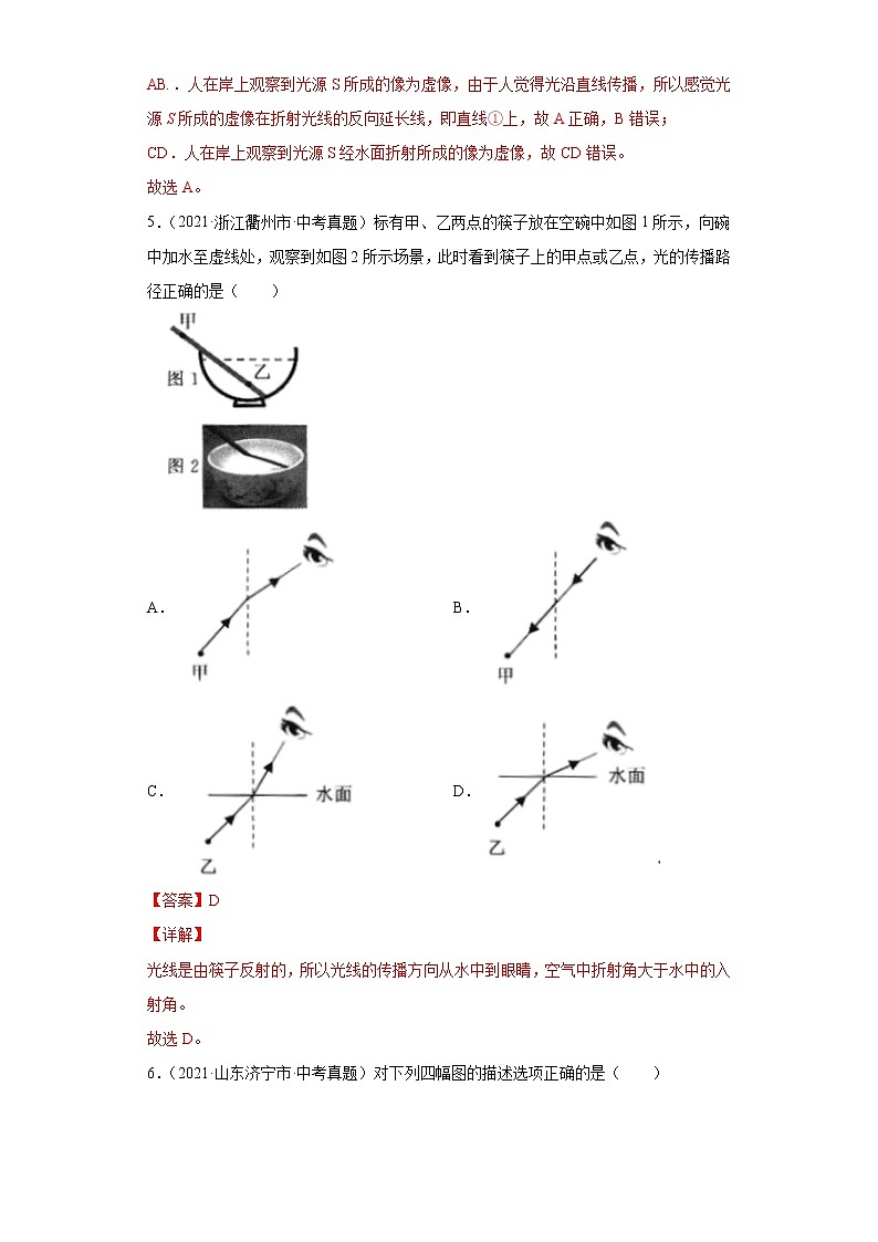 2021年中考物理真题汇编（全国通用）专题02光现象（原卷版+解析版）（第2期）03