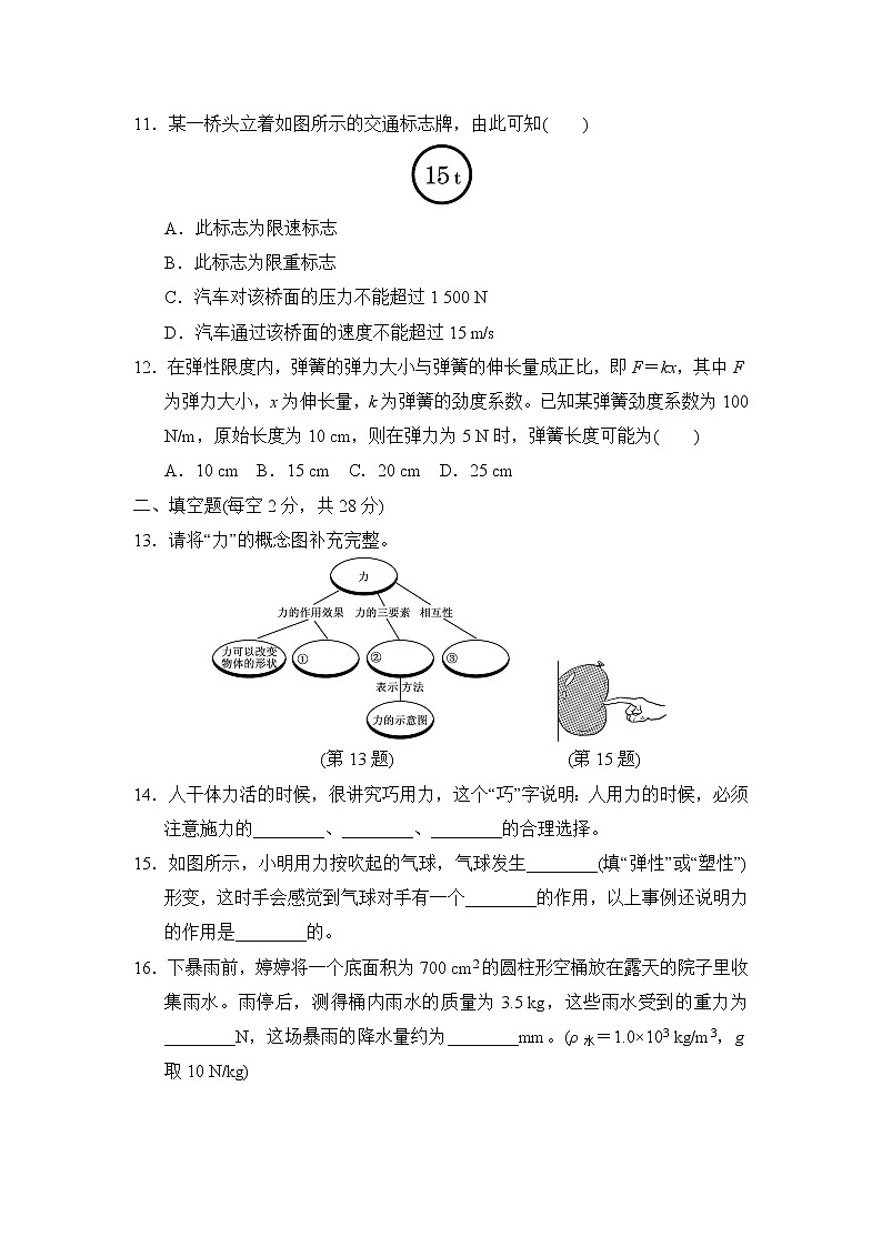 人教版八年级下册物理 第七章达标测试卷03