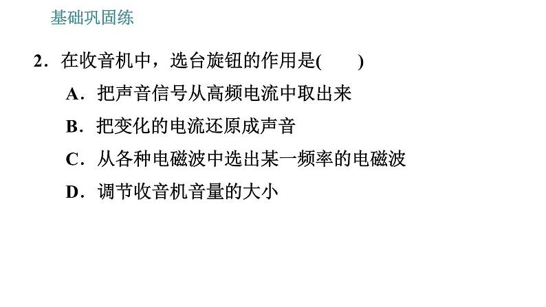 沪粤版九年级下册物理习题课件 第19章 19.2　广播电视与通信05