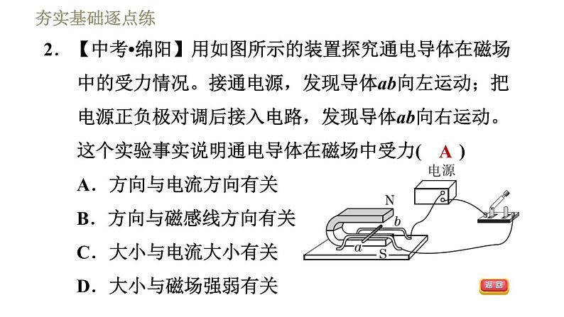 北师版九年级下册物理习题课件 第14章 14.5磁场对通电导线的作用力05