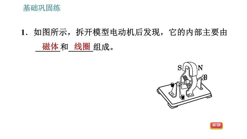 沪粤版九年级下册物理习题课件 第17章 17.1    关于电动机转动的猜想04