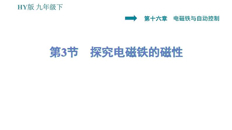 沪粤版九年级下册物理习题课件 第16章 16.3   探究电磁铁的磁性第1页