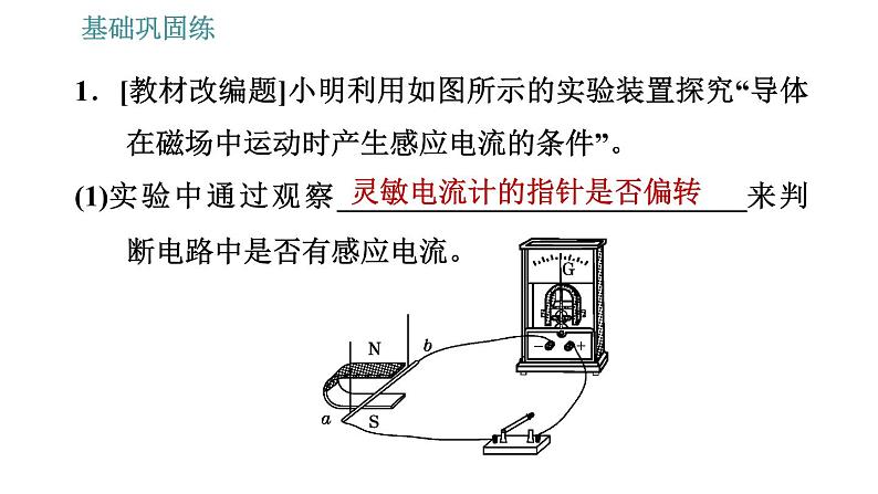 沪粤版九年级下册物理习题课件 第17章 17.3   发电机为什么能发电03