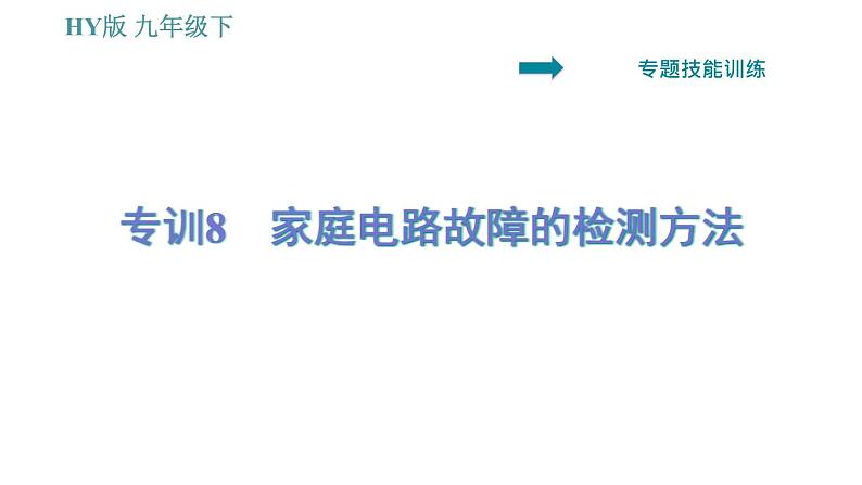 沪粤版九年级下册物理习题课件 第18章 专训8   家庭电路故障的检测方法01