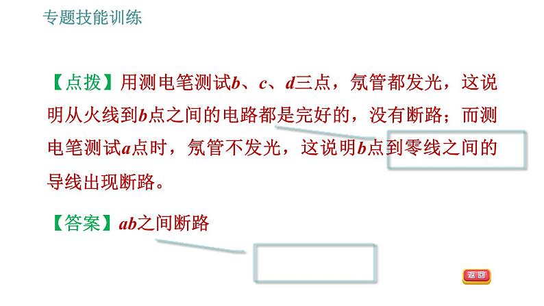 沪粤版九年级下册物理习题课件 第18章 专训8   家庭电路故障的检测方法04