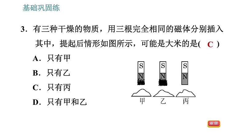 沪科版九年级下册物理习题课件 第17章 17.1.1   磁现象第7页