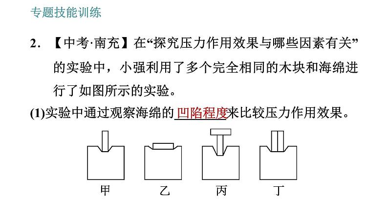 沪科版八年级下册物理课件 第8章 专训（二）  1   有关压强、液体压强的实验探究06