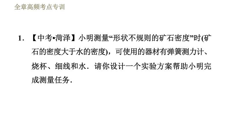 苏科版八年级下册物理课件 第10章 全章高频考点专训  专训2  运用浮力测量密度03