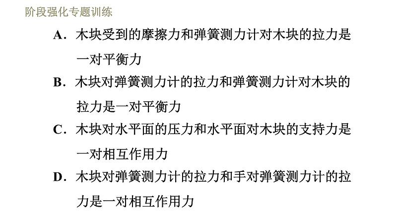 苏科版八年级下册物理课件 第9章 阶段强化专题训练（六）  专训2  相互作用力和平衡力04