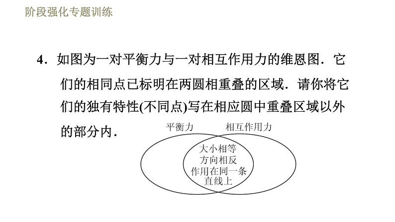 苏科版八年级下册物理课件 第9章 阶段强化专题训练（六）  专训2  相互作用力和平衡力08