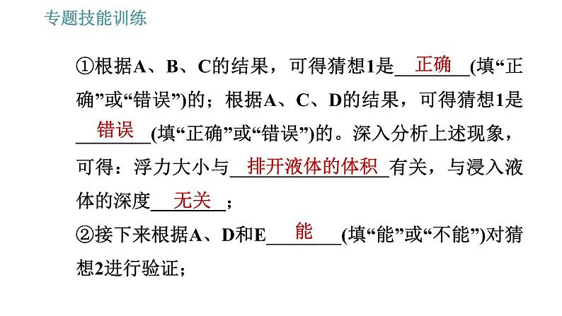 沪科版八年级下册物理课件 第9章 专训（三）  1   与浮力有关的实验探究第6页