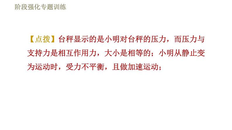 苏科版八年级下册物理课件 第9章 阶段强化专题训练（七）  专训2  探究力与运动的关系05