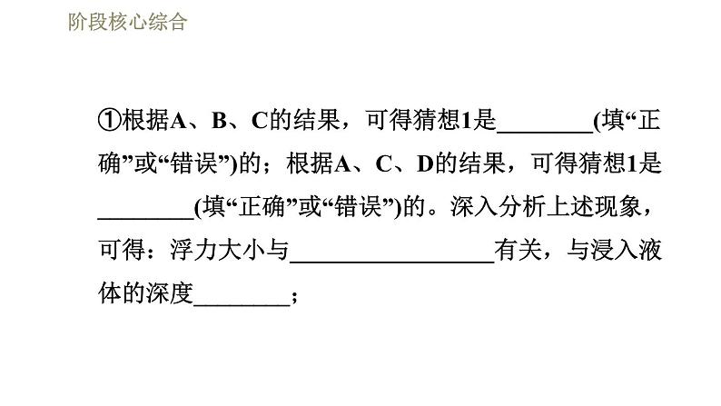 人教版八年级下册物理课件 第10章 阶段核心综合  专训2  浮力的探究与测量07