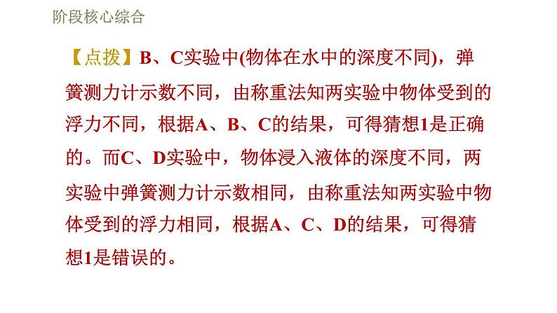 人教版八年级下册物理课件 第10章 阶段核心综合  专训2  浮力的探究与测量08