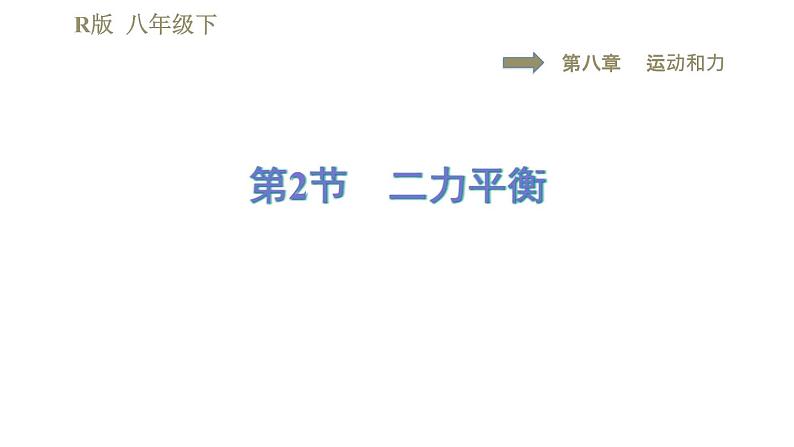 人教版八年级下册物理课件 第8章 8.2二力平衡第1页