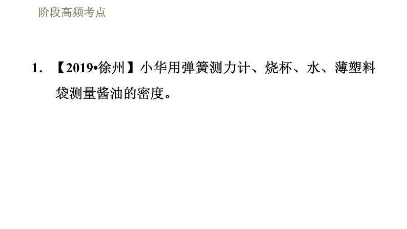 人教版八年级下册物理课件 第10章 阶段高频考点  专训2  利用浮力测密度——公式法第3页