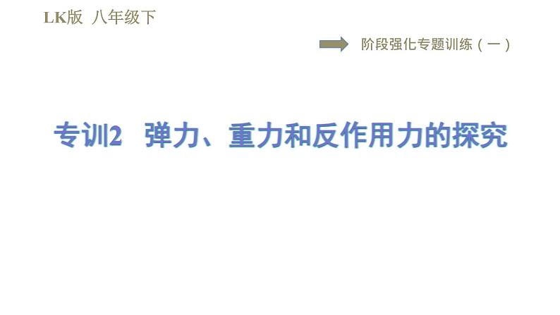 鲁科版八年级下册物理课件 第6章 阶段强化专题训练（一）  专训2  弹力、重力和反作用力的探究01