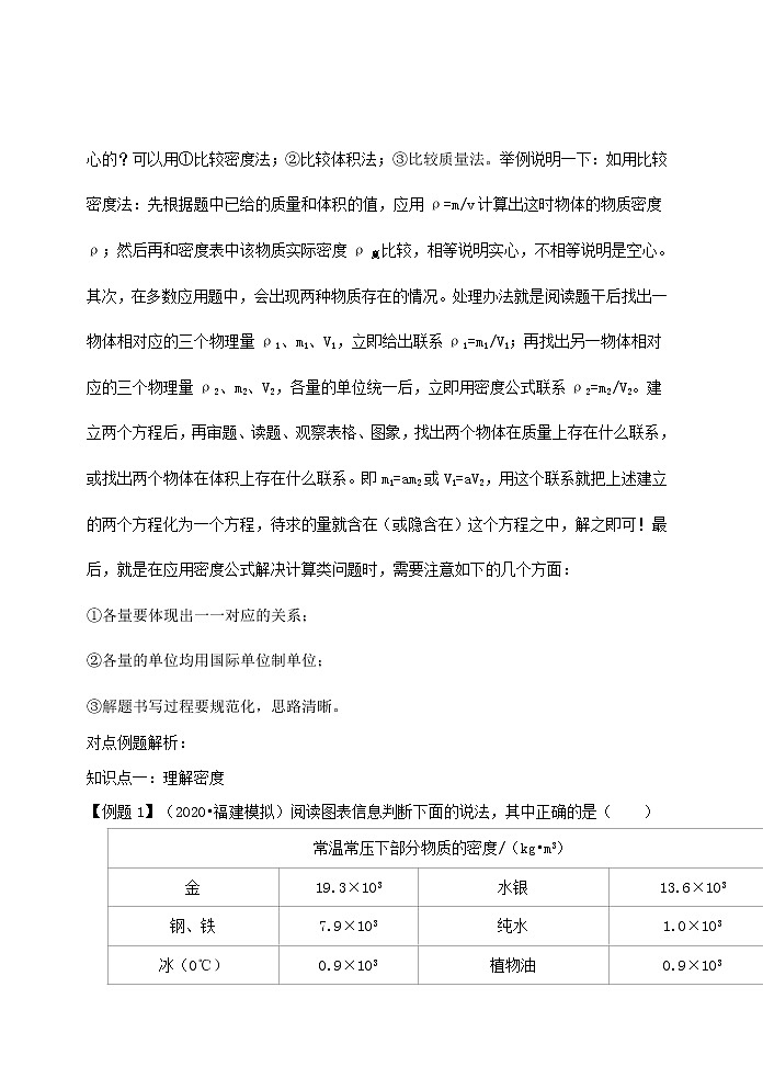 2020_2021学年八年级物理上册6.2密度精讲精练含解析新版新人教版第2页