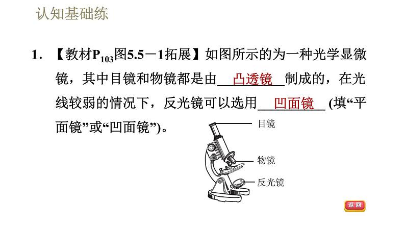 人教版八年级上册物理习题课件 第5章 5.5显微镜和望远镜第3页