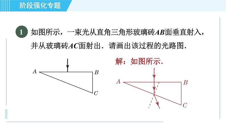 苏科版八年级上册物理习题课件 第4章 阶段强化专题（七） 专训1 光的折射的作图第3页