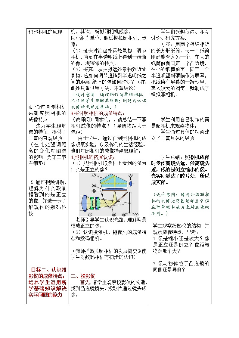人教版八年级上册物理 第5章 第2节 生活中的透镜 教学设计1第3页