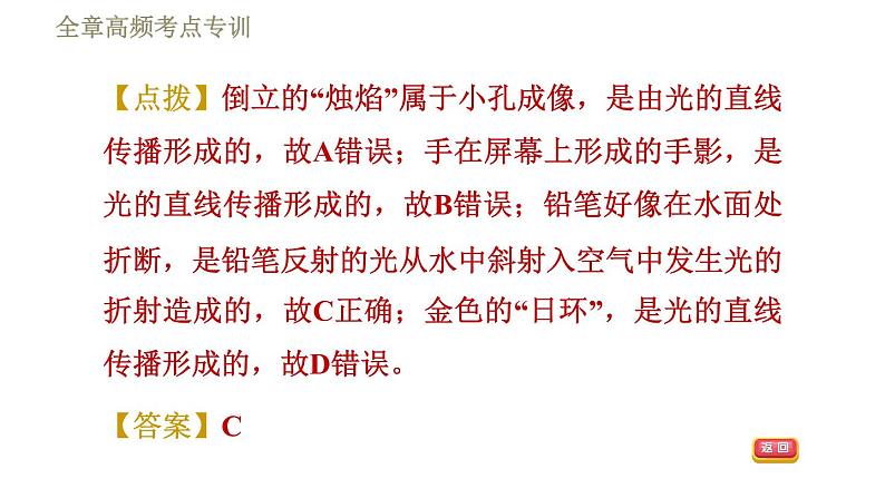 人教版八年级上册物理习题课件 第4章 全章高频考点专训第5页