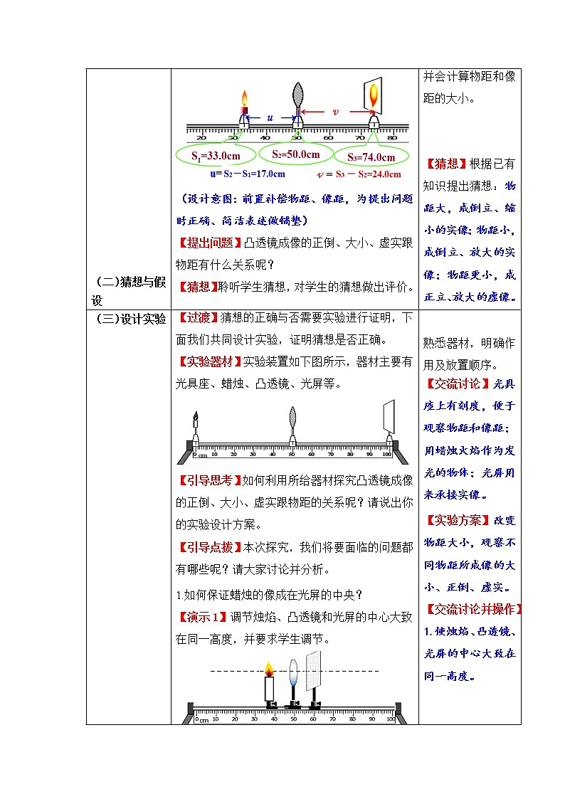 人教版八年级上册物理 第5章 第3节 凸透镜成像的规律 教学设计203