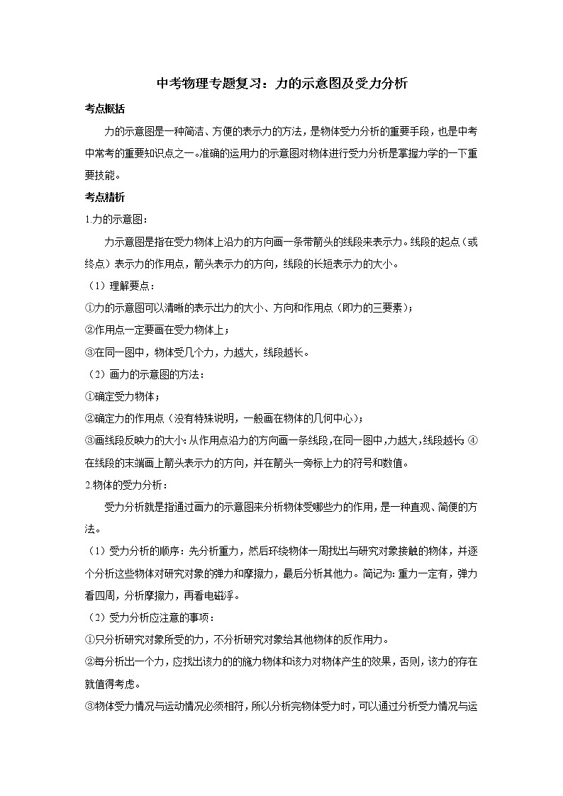 2021年中考物理专题复习：力的示意图及受力分析第1页