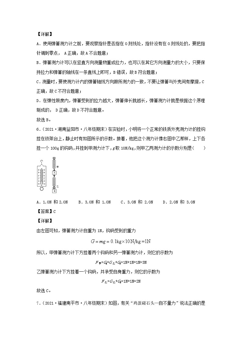 2020_2021学年八年级物理下册7.2弹力新题优选含解析新版新人教版第3页