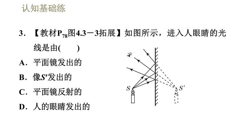 人教版八年级上册物理习题课件 第4章 4.3平面镜成像第7页