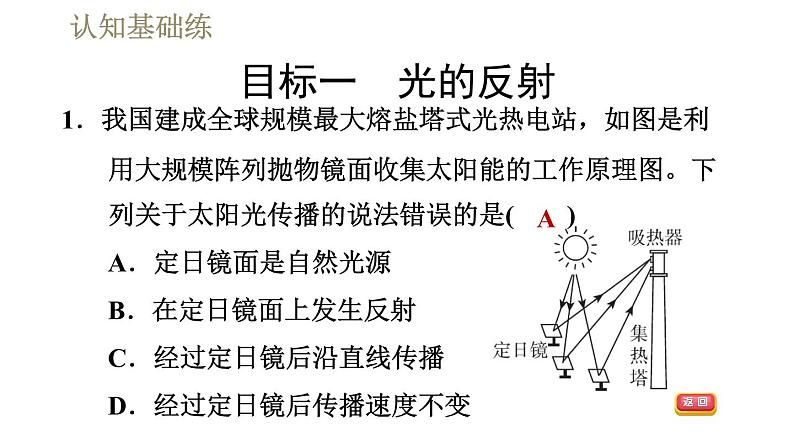 人教版八年级上册物理习题课件 第4章 4.2光的反射第4页