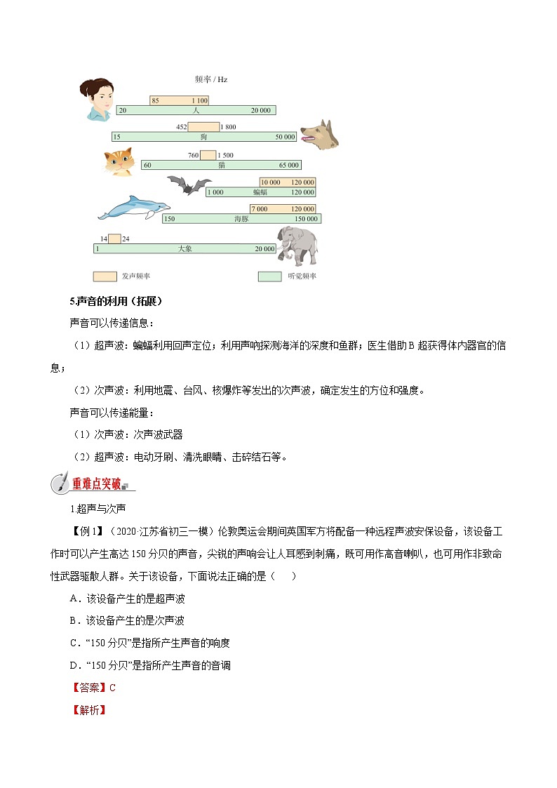 3.3 超声与次声-八年级全一册物理  精讲+练习（沪科版）02