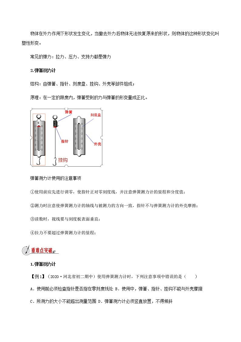 6.3 弹簧与弹簧测力计-八年级全一册物理  精讲+练习（沪科版）02
