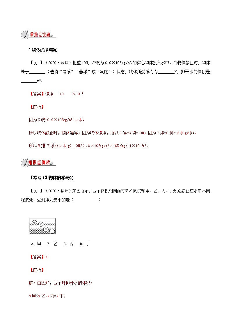 9.3 物体的浮与沉（解析版）第3页