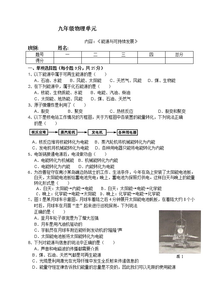 《能源与可持续发展》测试01