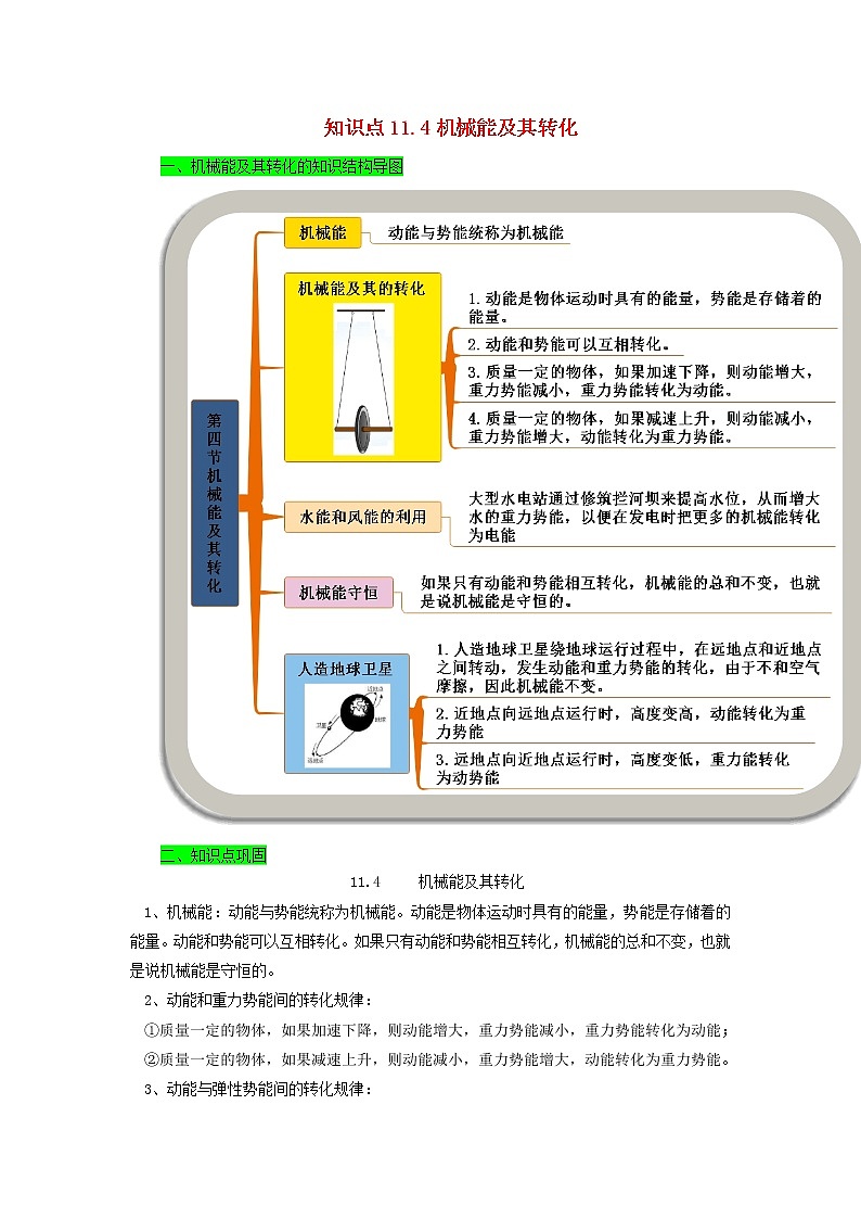 2019_2020学年八年级物理下册11.4机械能及其转化期末复习精练含解析新版新人教版第1页
