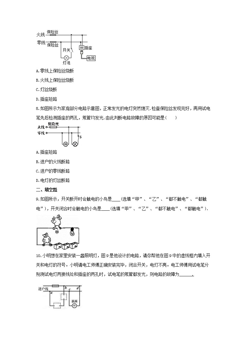 2021年北师大版物理九年级全册13.5《家庭电路》课时练习（含答案）03
