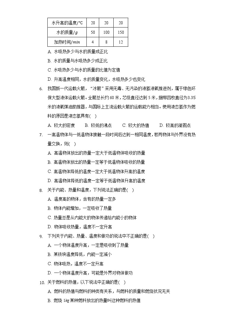12.2热量与热值 同步练习沪科版初中物理九年级上册第2页