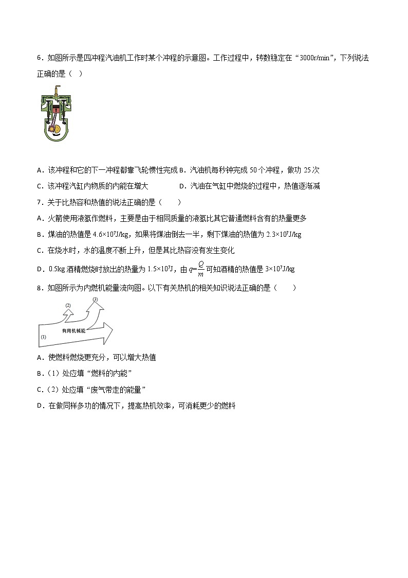 第十四章内能的利用单元同步试卷  2021-2022学年人教版物理九年级全一册（word版 含答案）第2页