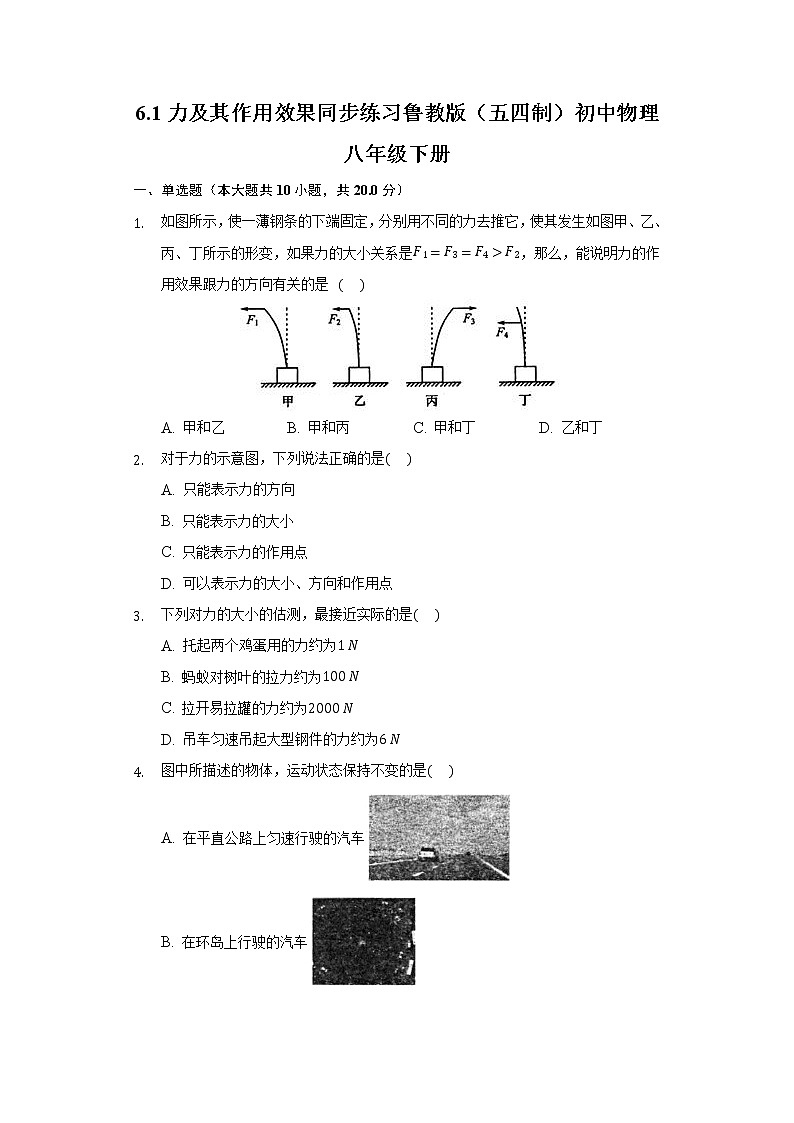 鲁教版（五四制）初中物理八年级下册6.1力及其作用效果同步练习01