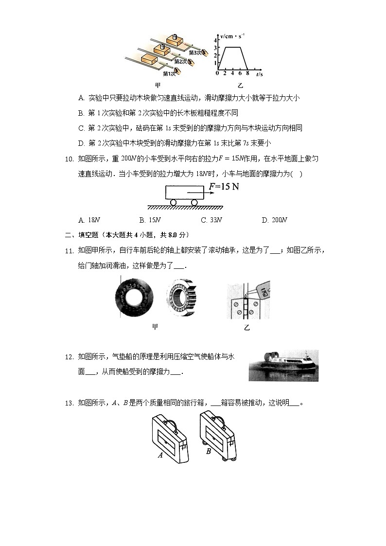 鲁教版（五四制）初中物理八年级下册6.5摩擦力同步练习03