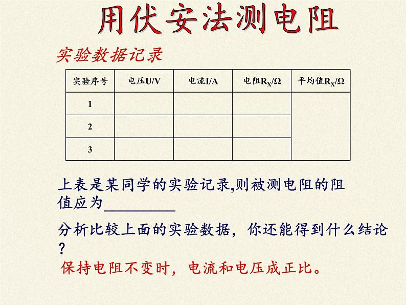 沪科版九年级全册 物理 课件 15.3“伏安法”测电阻3第7页