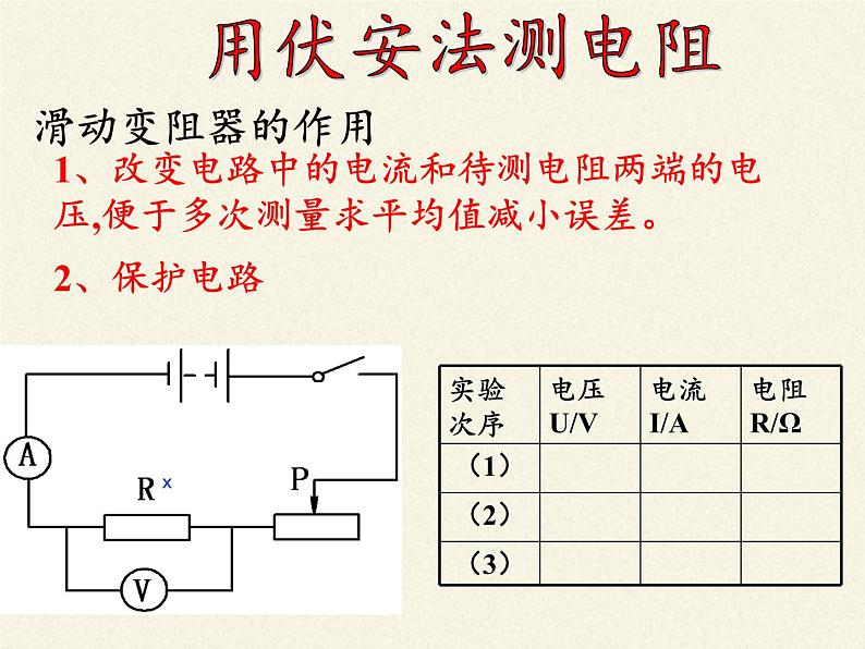 沪科版九年级全册 物理 课件 15.3“伏安法”测电阻1007